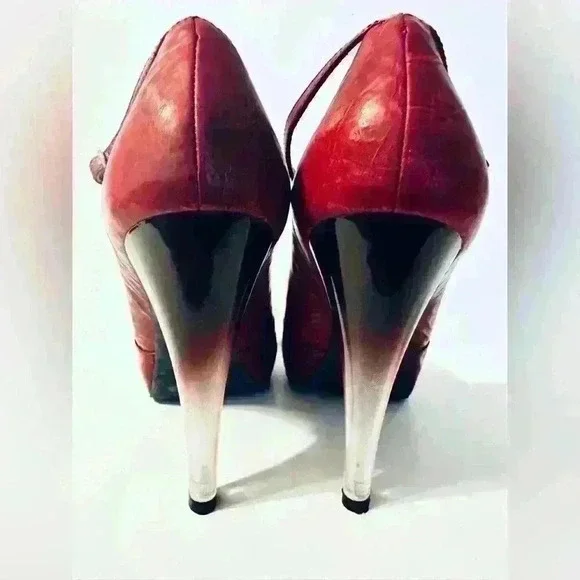 BCBGirls Ruby Red Rugged Patent Leather with Ombré Heels. Women’s Size 10 - Picture 9 of 16